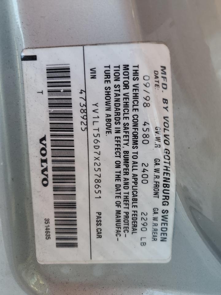 1999 Volvo S70 VIN YV1LT56D7X2578651 Copart auction photo, front end damage thumbnail 12