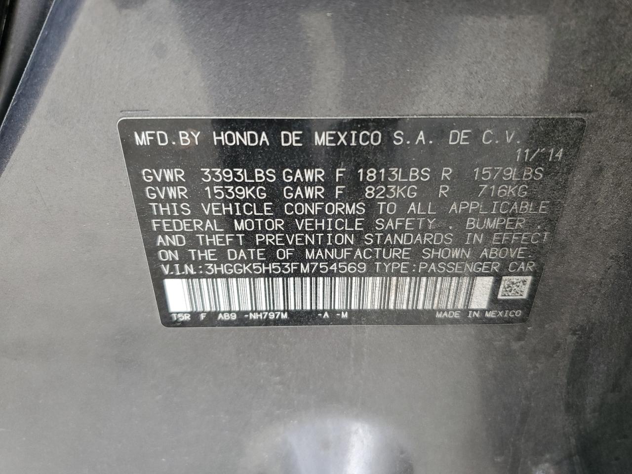 2015 Honda Fit VIN 3HGGK5H53FM754569 Copart auction photo, front end damage thumbnail 12