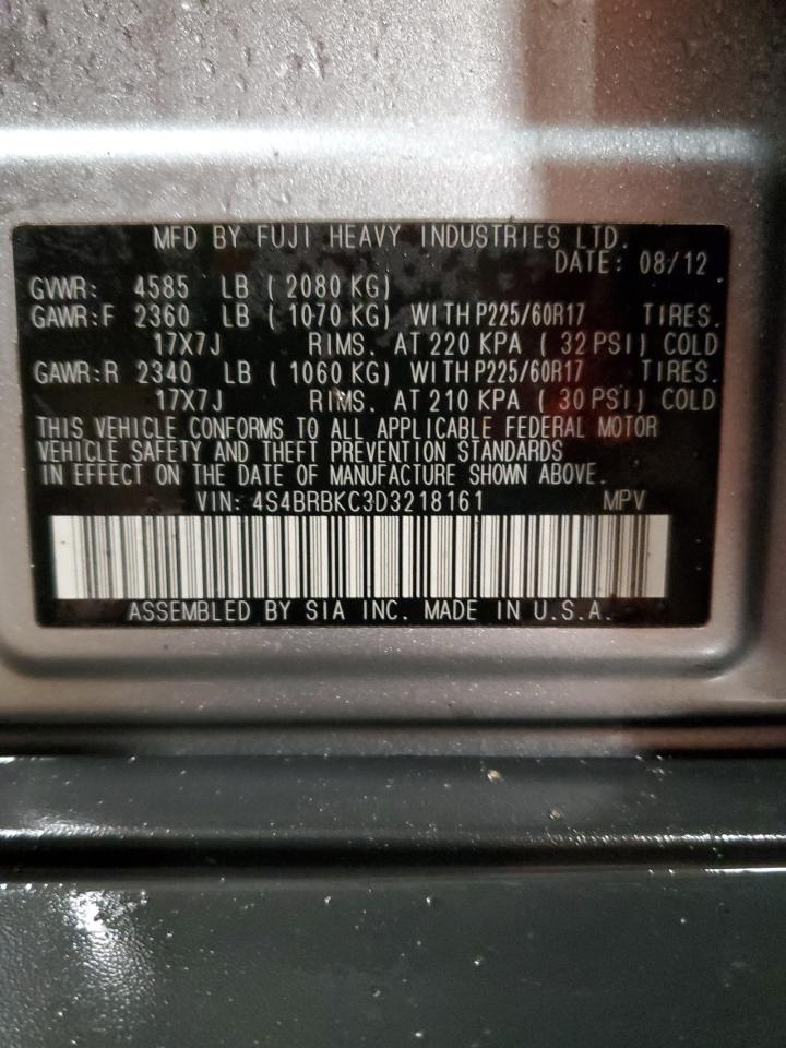 2013 Subaru Outback VIN 4S4BRBKC3D3218161 Copart auction photo, front end / side damage thumbnail 14