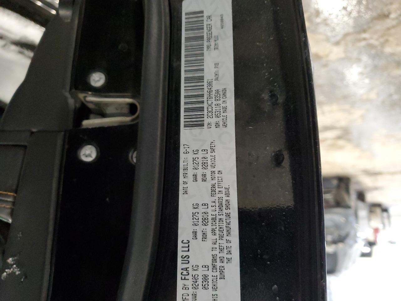 2017 Dodge Charger VIN 2C3CDXCT6HH643061 Copart auction photo, front end / hail damage thumbnail 13