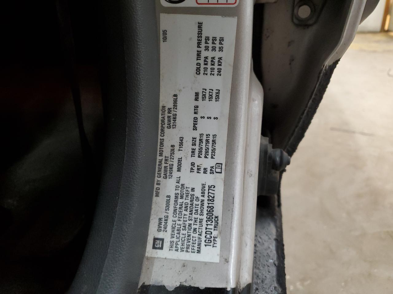 2006 Chevrolet Colorado VIN 1GCDT136068182775 Copart auction photo, front end damage thumbnail 15