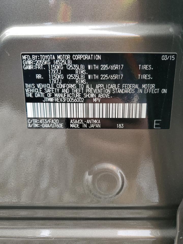 2015 Toyota RAV 4 VIN JTMWFREV3FD056002 Copart auction photo, front end damage thumbnail 14