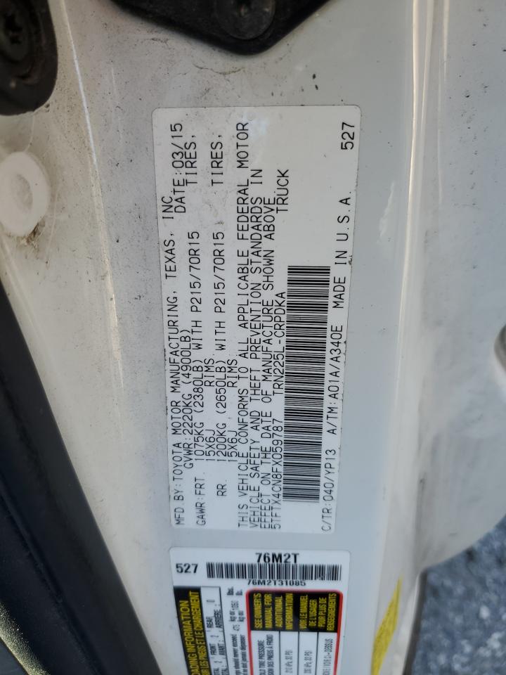 2015 Toyota Tacoma VIN 5TFTX4CN8FX059787 Copart auction photo, front end damage thumbnail 14