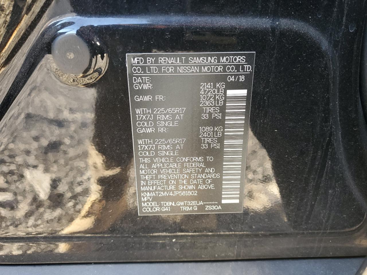 2018 Nissan Rogue VIN KNMAT2MV4JP581802 Copart auction photo, front end damage thumbnail 13