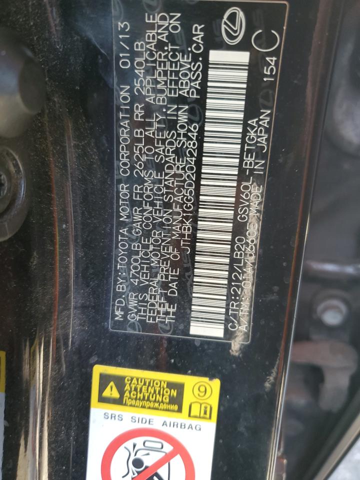 2013 Lexus ES VIN JTHBK1GG5D2042846 Copart auction photo, minor dent/scratches damage thumbnail 12