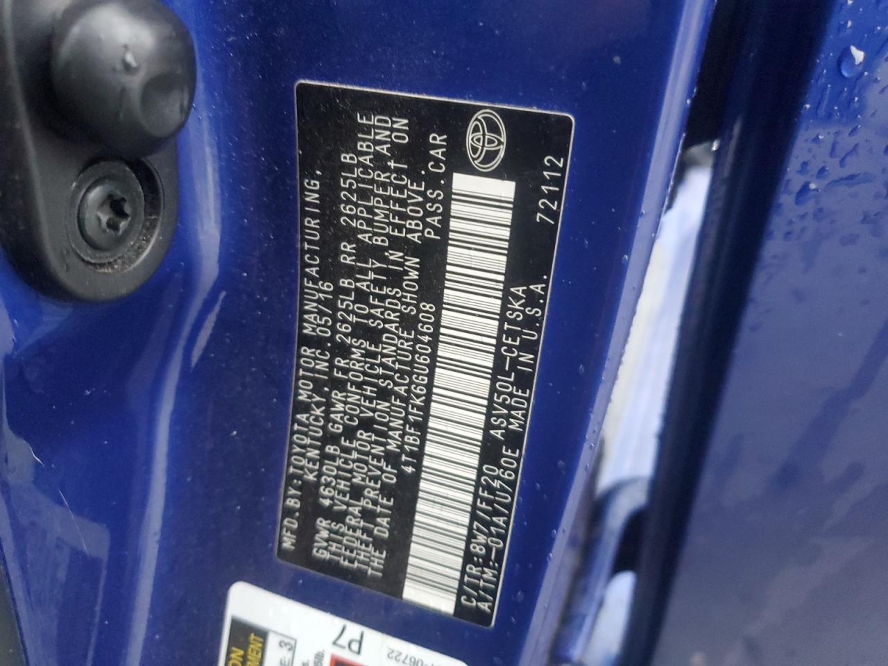2016 Toyota Camry VIN 4T1BF1FK6GU604608 Copart auction photo, front end damage thumbnail 14