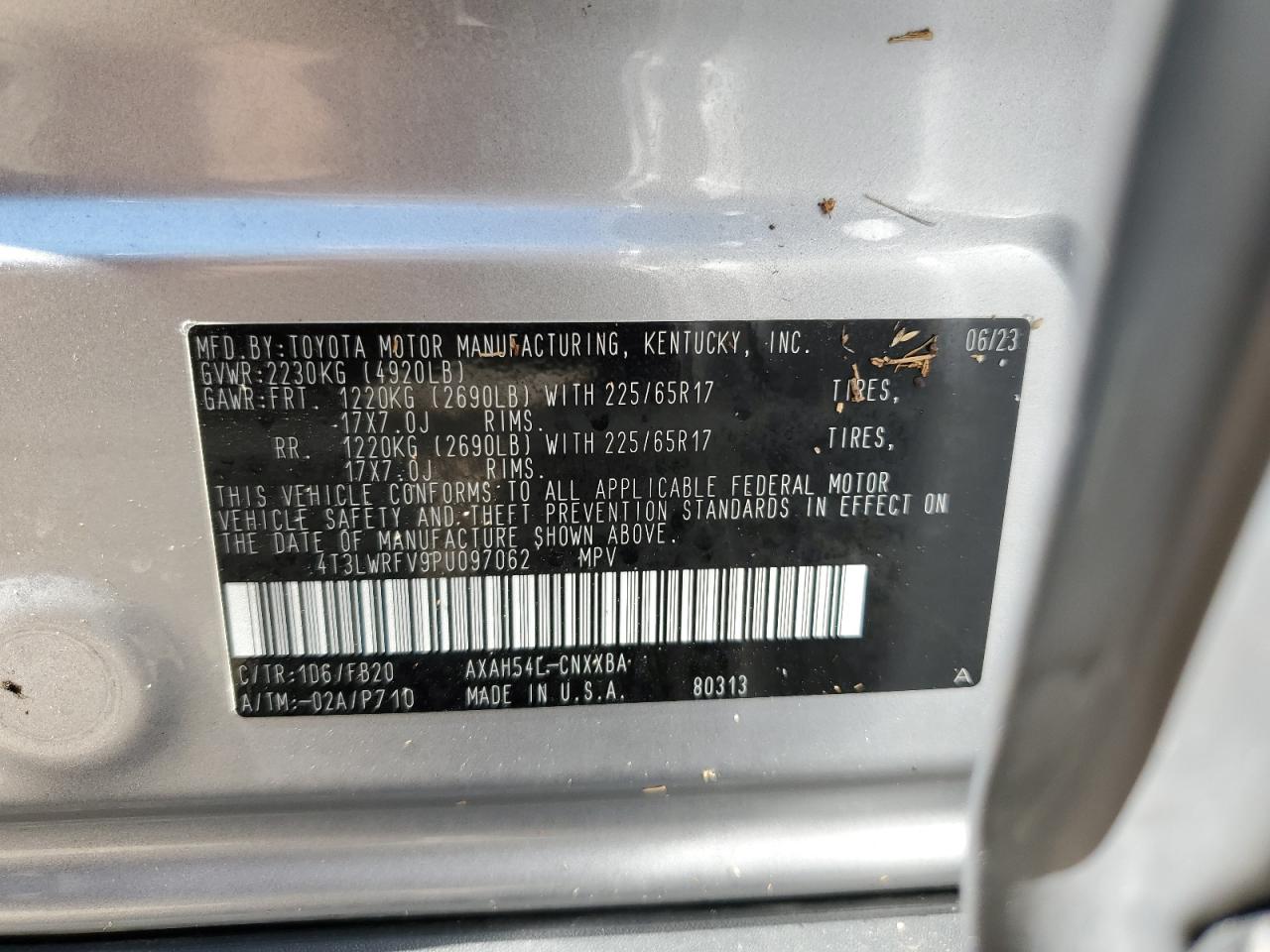 2023 Toyota RAV 4 VIN 4T3LWRFV9PU097062 Copart auction photo, water/flood / minor dent/scratches damage thumbnail 14