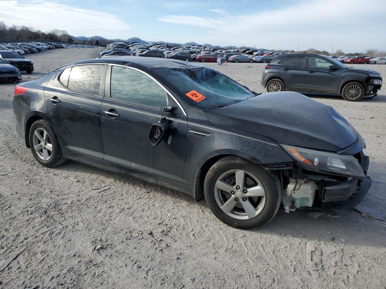 2014 KIA Optima VIN 5XXGM4A76EG289509 Copart auction photo, front end / top/roof damage thumbnail 4
