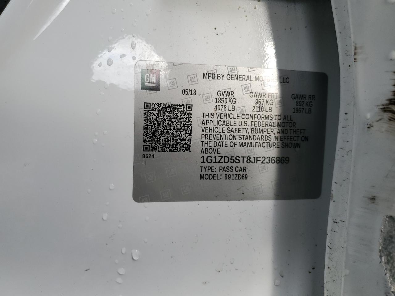 2018 Chevrolet Malibu VIN 1G1ZD5ST8JF236869 Copart auction photo, side damage thumbnail 12
