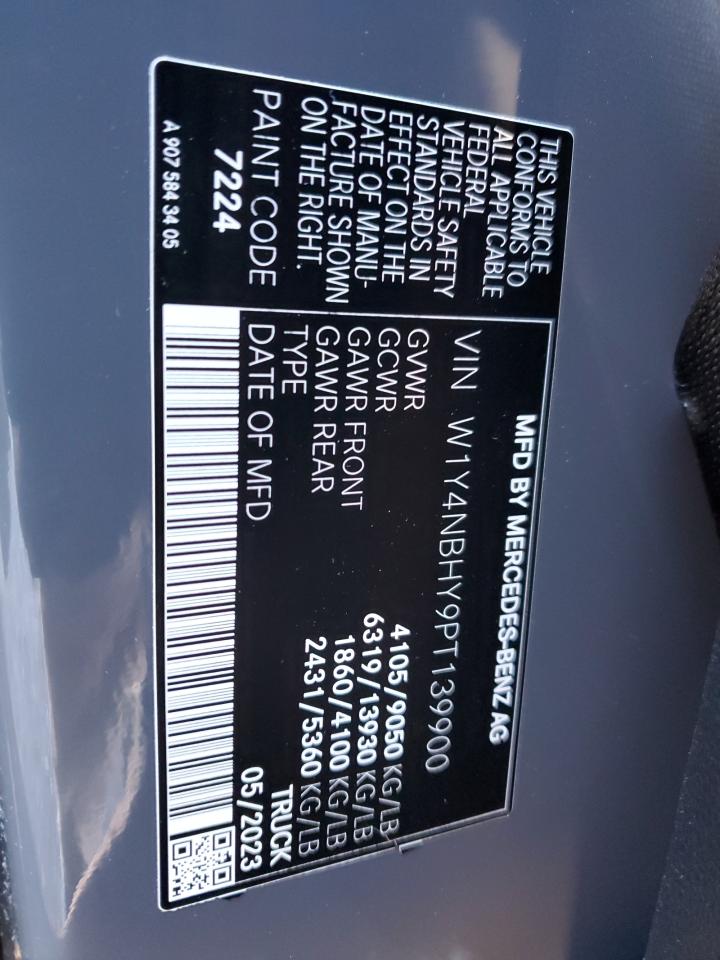 2023 Mercedes-Benz Sprinter VIN W1Y4NBHY9PT139900 Copart auction photo, rear end / all over damage thumbnail 13