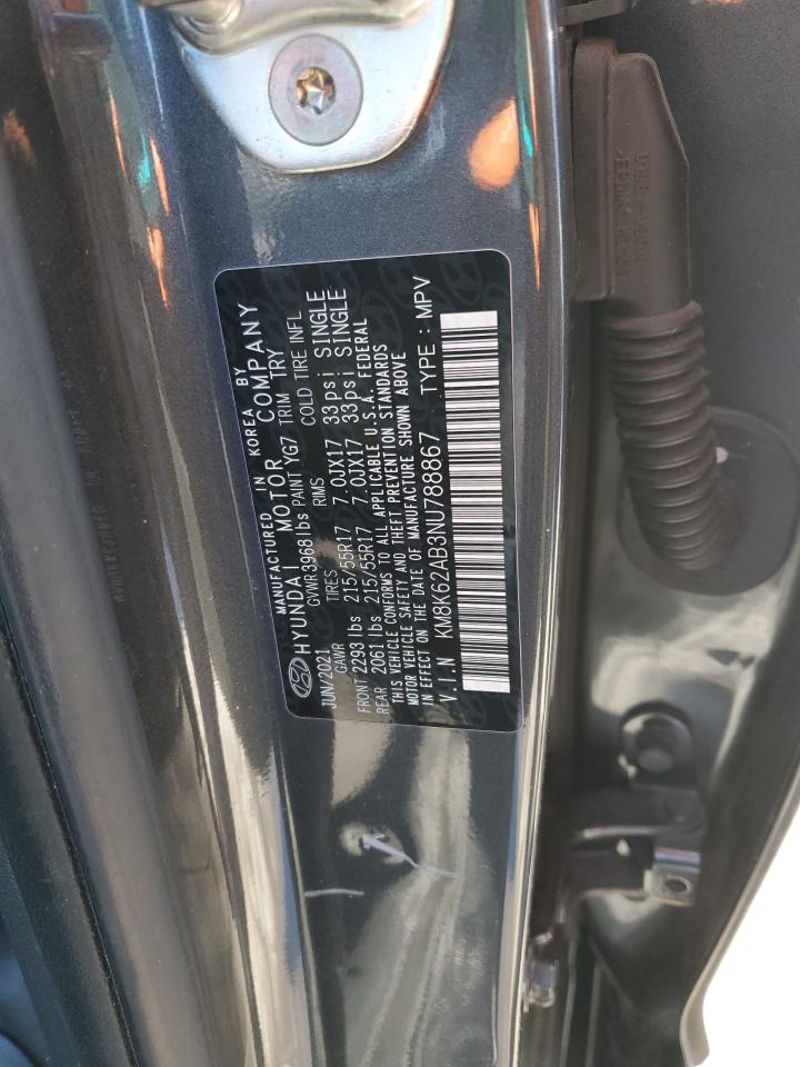 2022 Hyundai Kona VIN KM8K62AB3NU788867 Copart auction photo, front end damage thumbnail 14