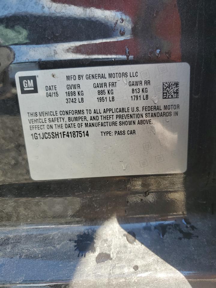 2015 Chevrolet Sonic VIN 1G1JC5SH1F4187514 Copart auction photo, rear end damage thumbnail 12