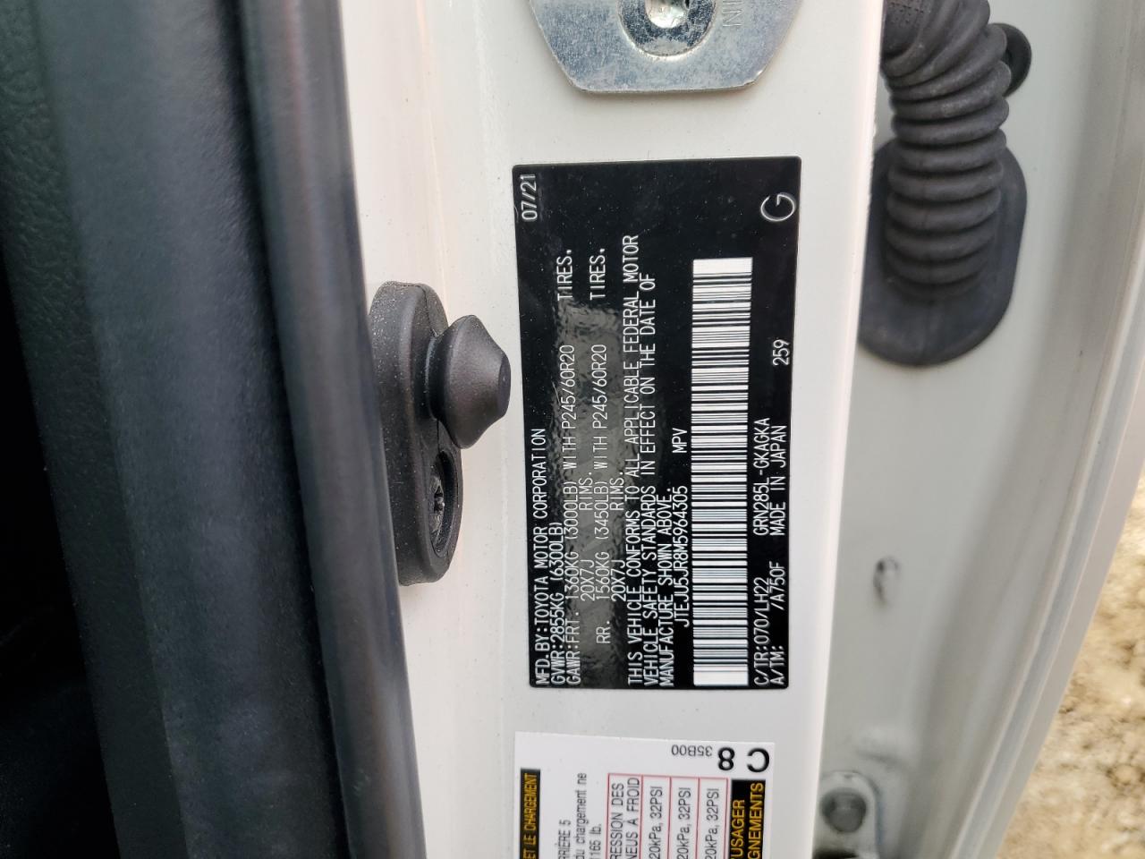 2021 Toyota 4Runner VIN JTEJU5JR8M5964305 Copart auction photo, rear end damage thumbnail 14