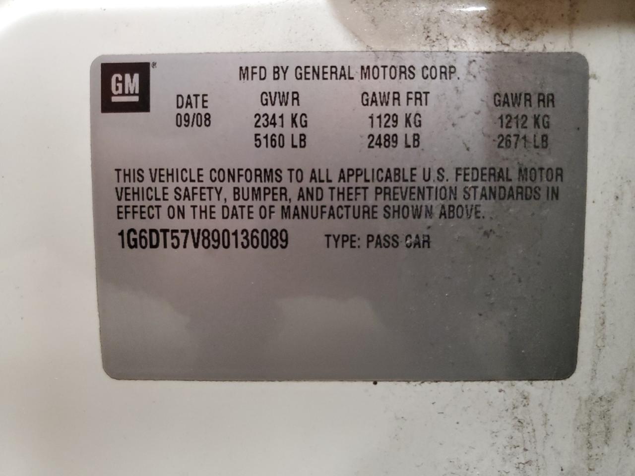 2009 Cadillac CTS VIN 1G6DT57V890136089 Copart auction photo, front end damage thumbnail 15