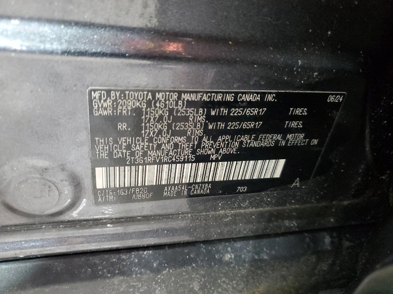 2024 Toyota RAV 4 VIN 2T3G1RFV1RC459115 Copart auction photo, front end / mechanical damage thumbnail 15