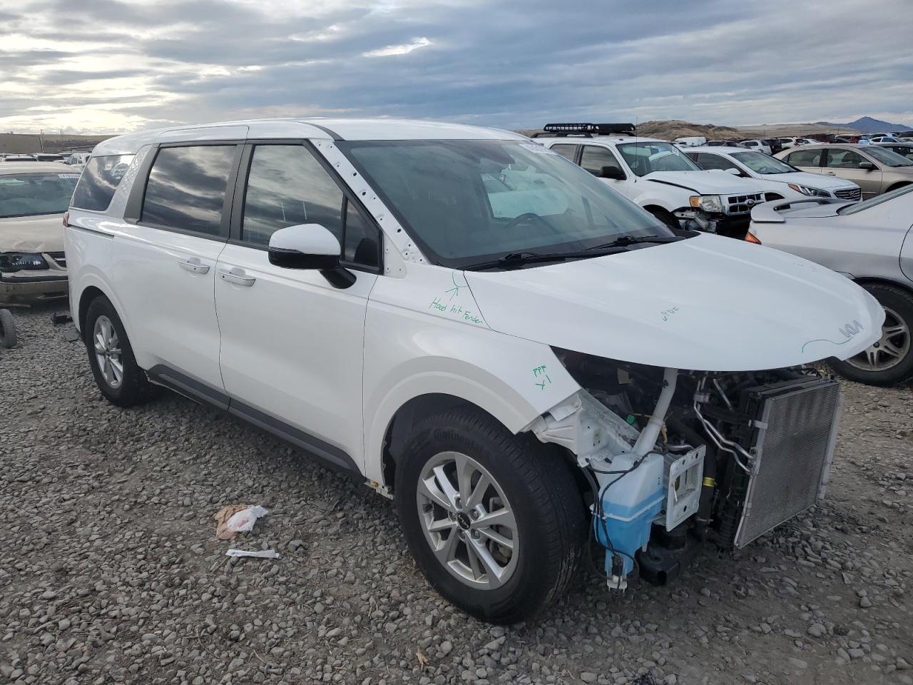 2022 KIA Carnival VIN KNDNB4H30N6155724 Copart auction photo, front end / all over damage thumbnail 4