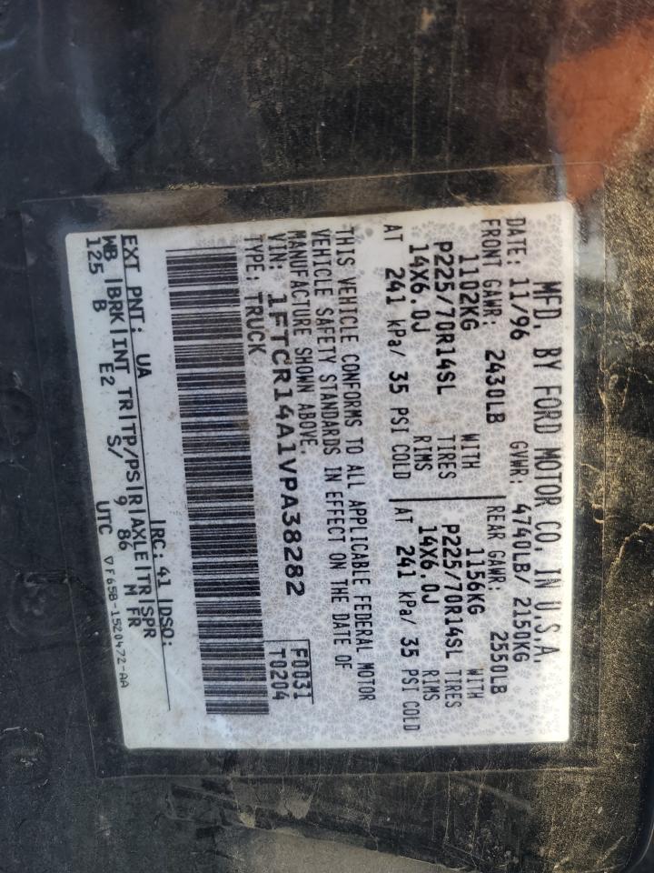 1997 Ford Ranger VIN 1FTCR14A1VPA38282 Copart auction photo, all over damage thumbnail 12