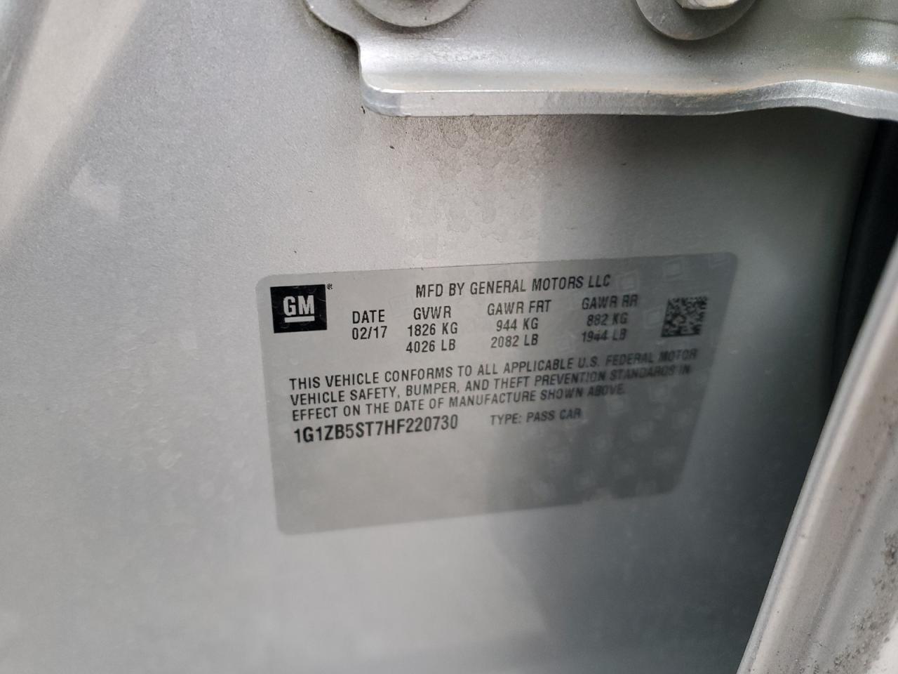 2017 Chevrolet Malibu VIN 1G1ZB5ST7HF220730 Copart auction photo, front end damage thumbnail 14