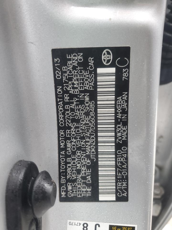 2013 Toyota Prius VIN JTDKN3DU7D5608485 Copart auction photo, front end / side damage thumbnail 12