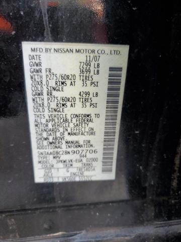 2008 Infiniti QX56 VIN 5N3AA08C28N907706 Copart auction photo, rear end damage thumbnail 13
