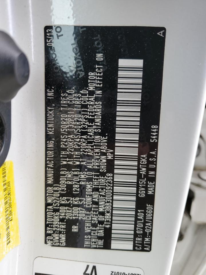 2013 Toyota Venza VIN 4T3BK3BB3DU092368 Copart auction photo, rear end / minor dent/scratches damage thumbnail 15