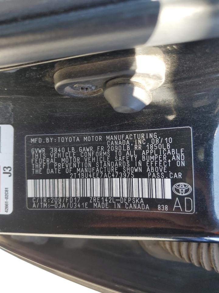 2010 Toyota Corolla VIN 2T1BU4EE7AC473975 Copart auction photo, front end damage thumbnail 14