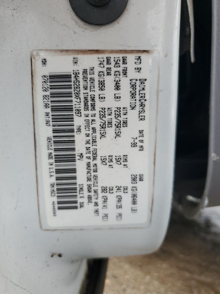 1999 Dodge Durango VIN 1B4HS28Z0XF711097 Copart auction photo, side damage thumbnail 13