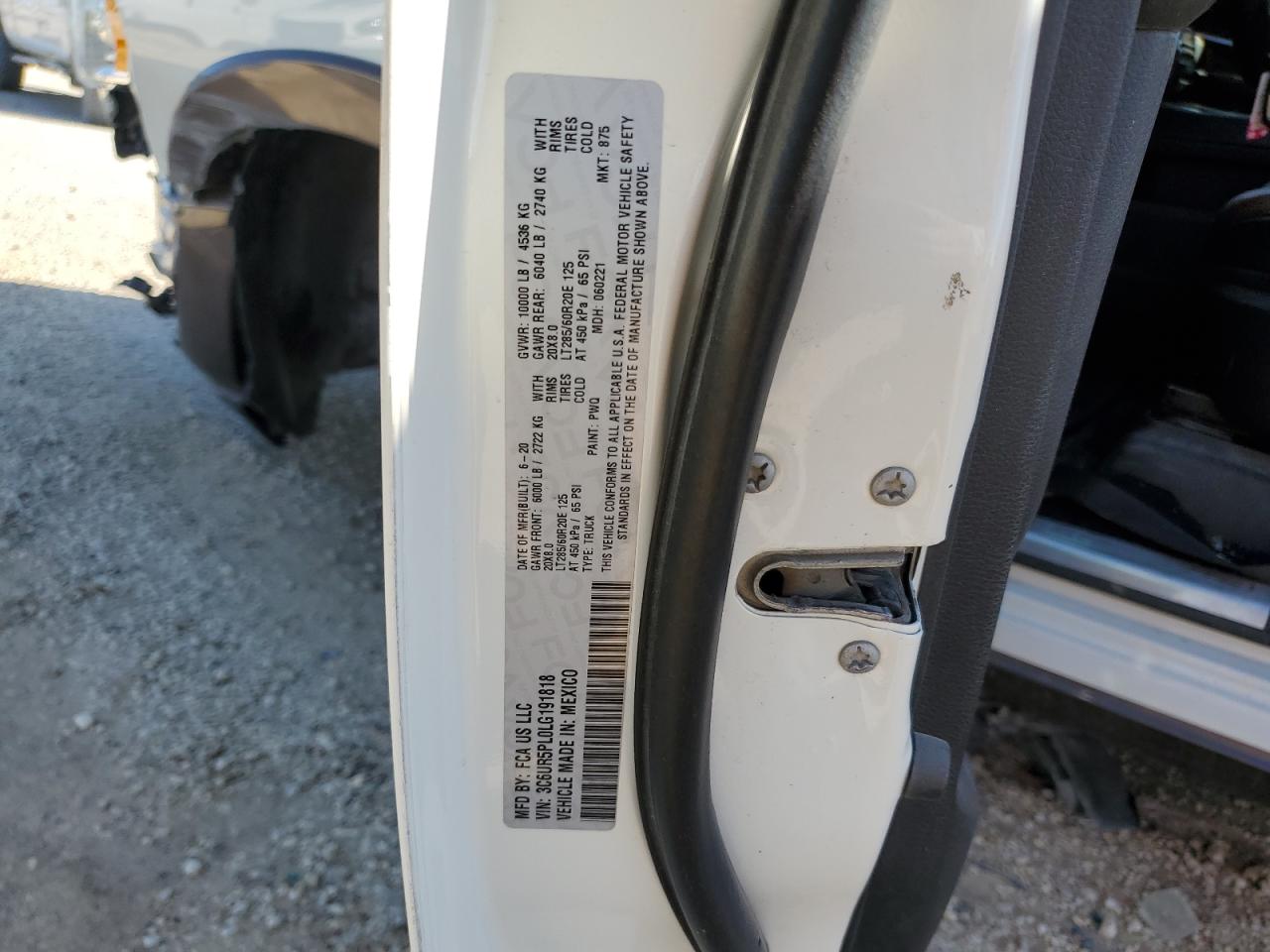 2020 RAM 2500 VIN 3C6UR5PL0LG191818 Copart auction photo, all over / undercarriage damage thumbnail 12