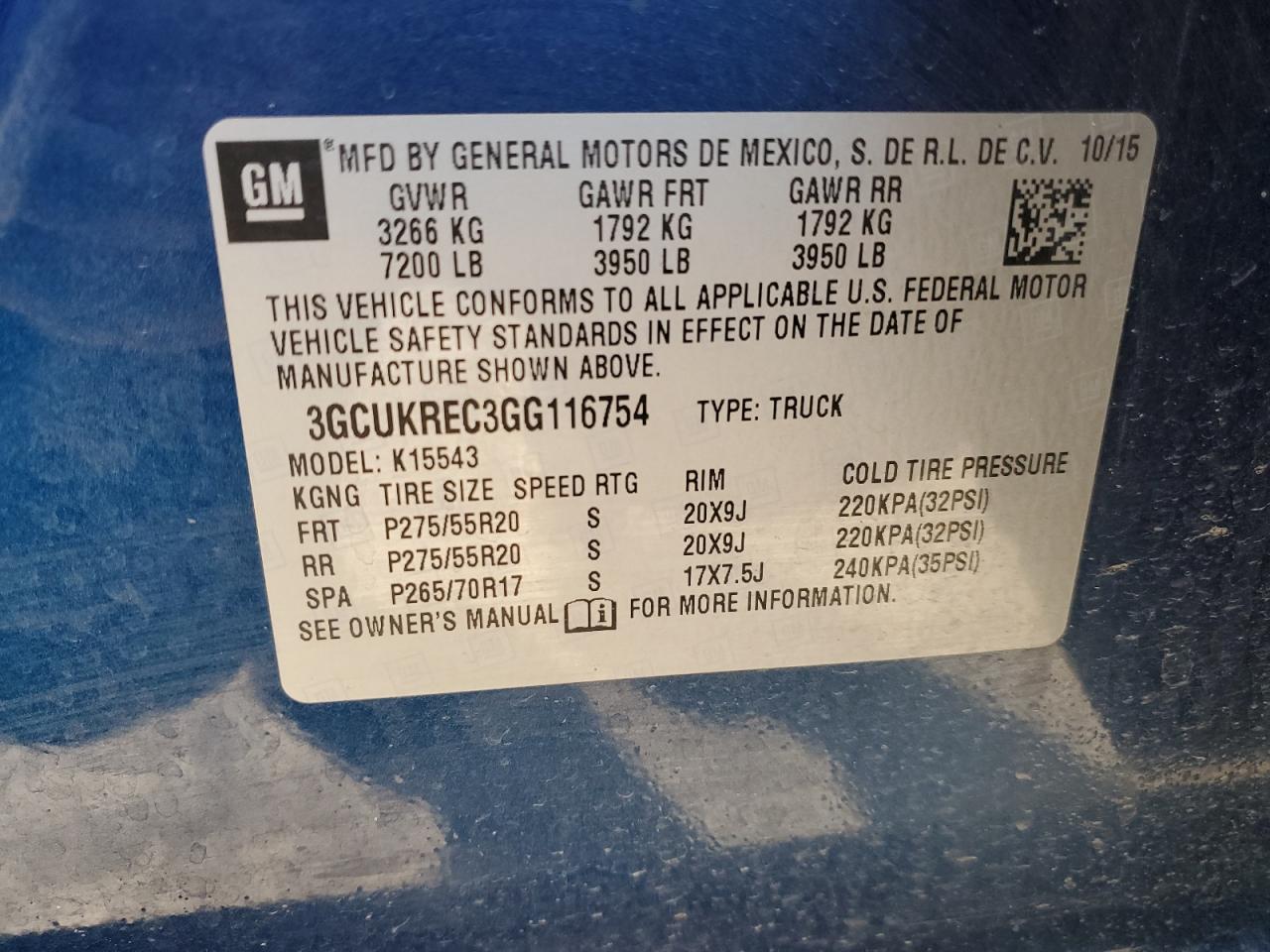 2016 Chevrolet Silverado VIN 3GCUKREC3GG116754 Copart auction photo, front end damage thumbnail 14