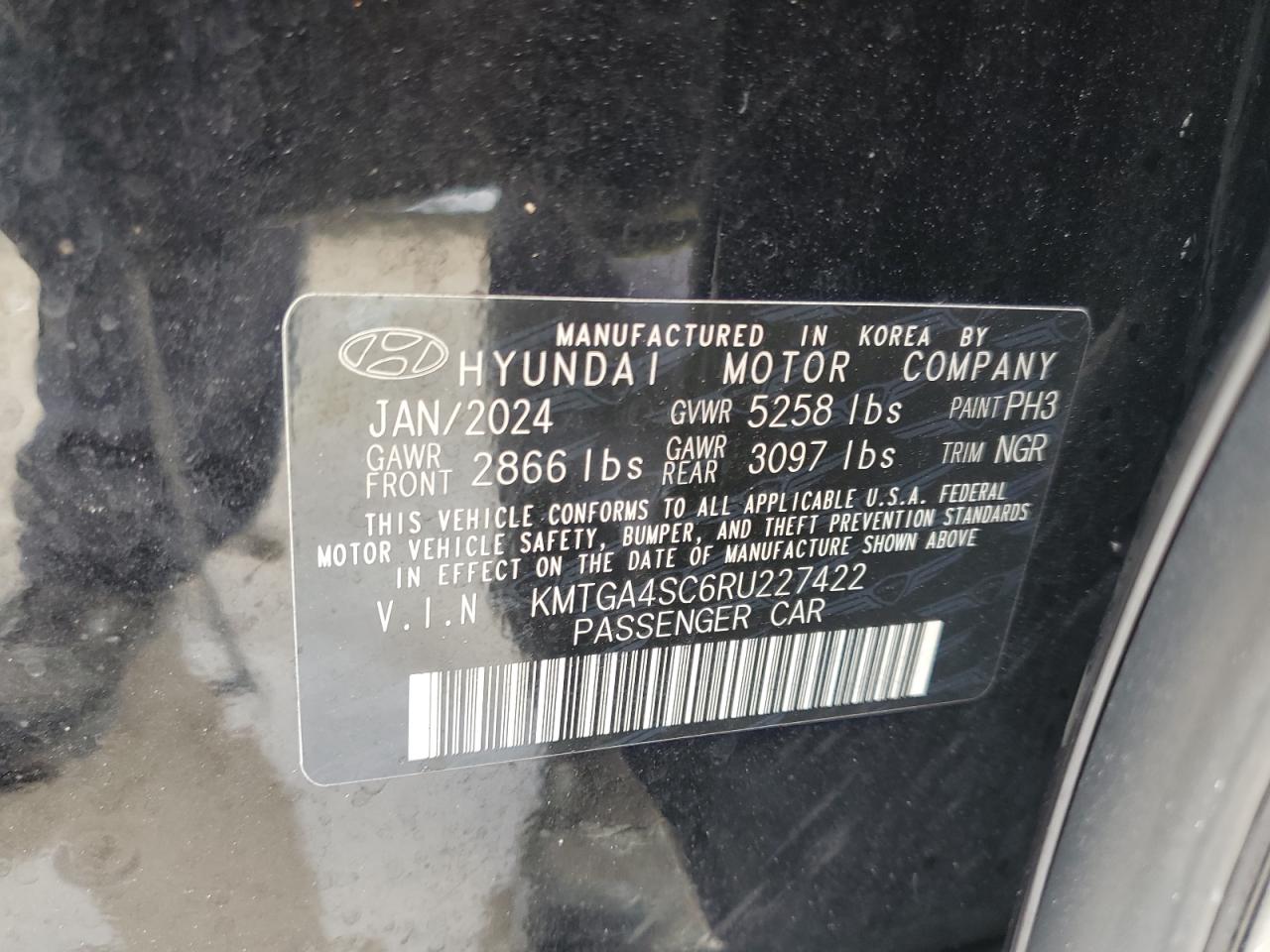 2024 Genesis G80 VIN KMTGA4SC6RU227422 Copart auction photo, front end / minor dent/scratches damage thumbnail 12