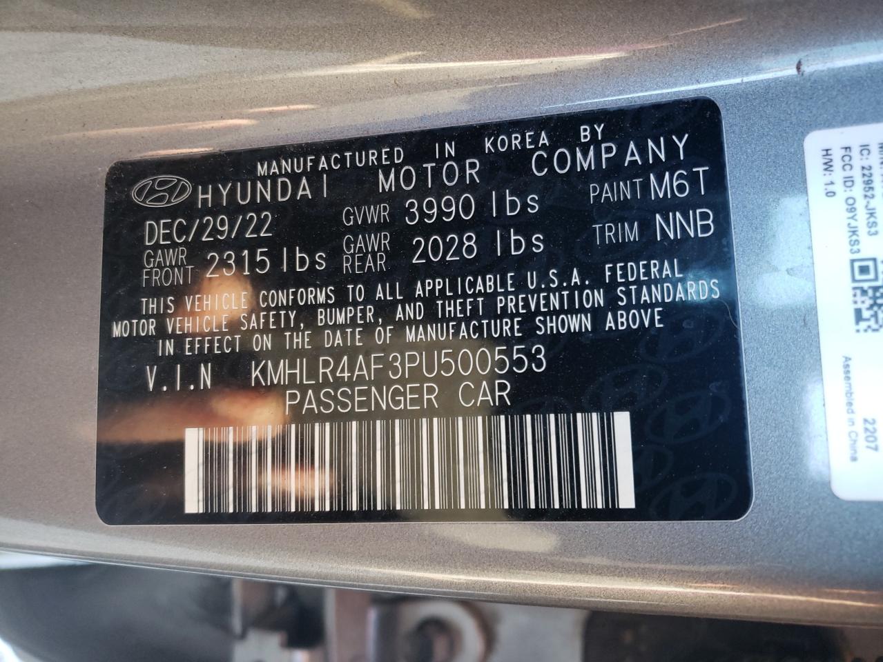 2023 Hyundai Elantra VIN KMHLR4AF3PU500553 Copart auction photo, front end damage thumbnail 13