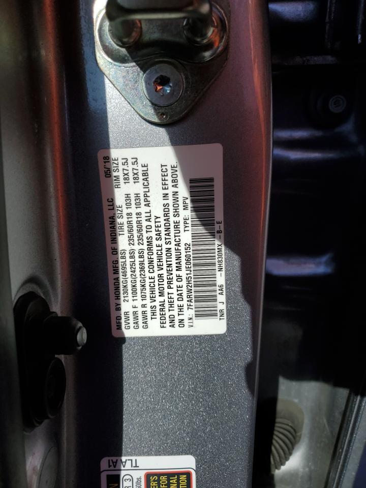 2018 Honda CR-V VIN 7FARW2H51JE060152 Copart auction photo, front end damage thumbnail 13