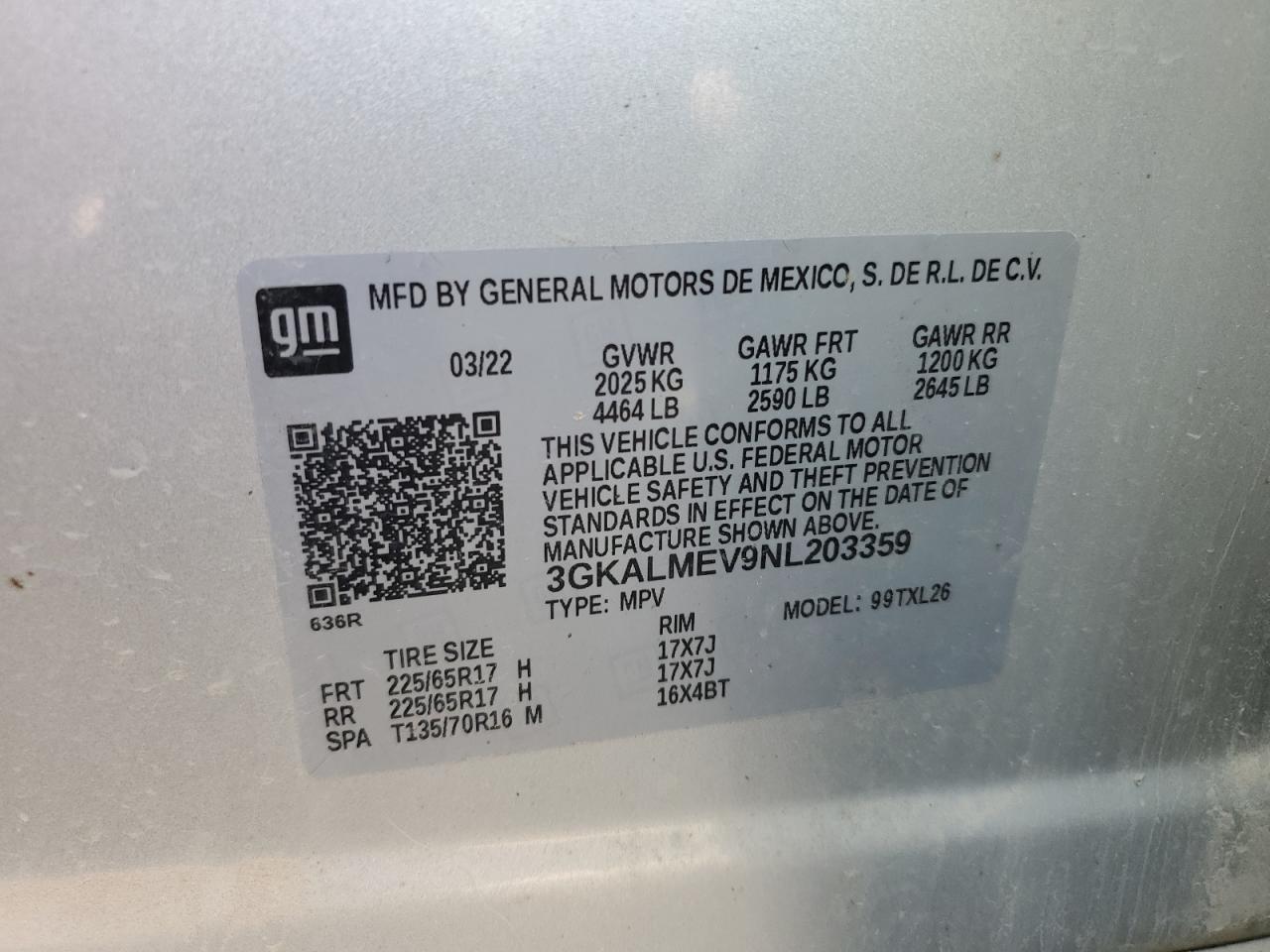 2022 GMC Terrain VIN 3GKALMEV9NL203359 Copart auction photo, front end / minor dent/scratches damage thumbnail 14
