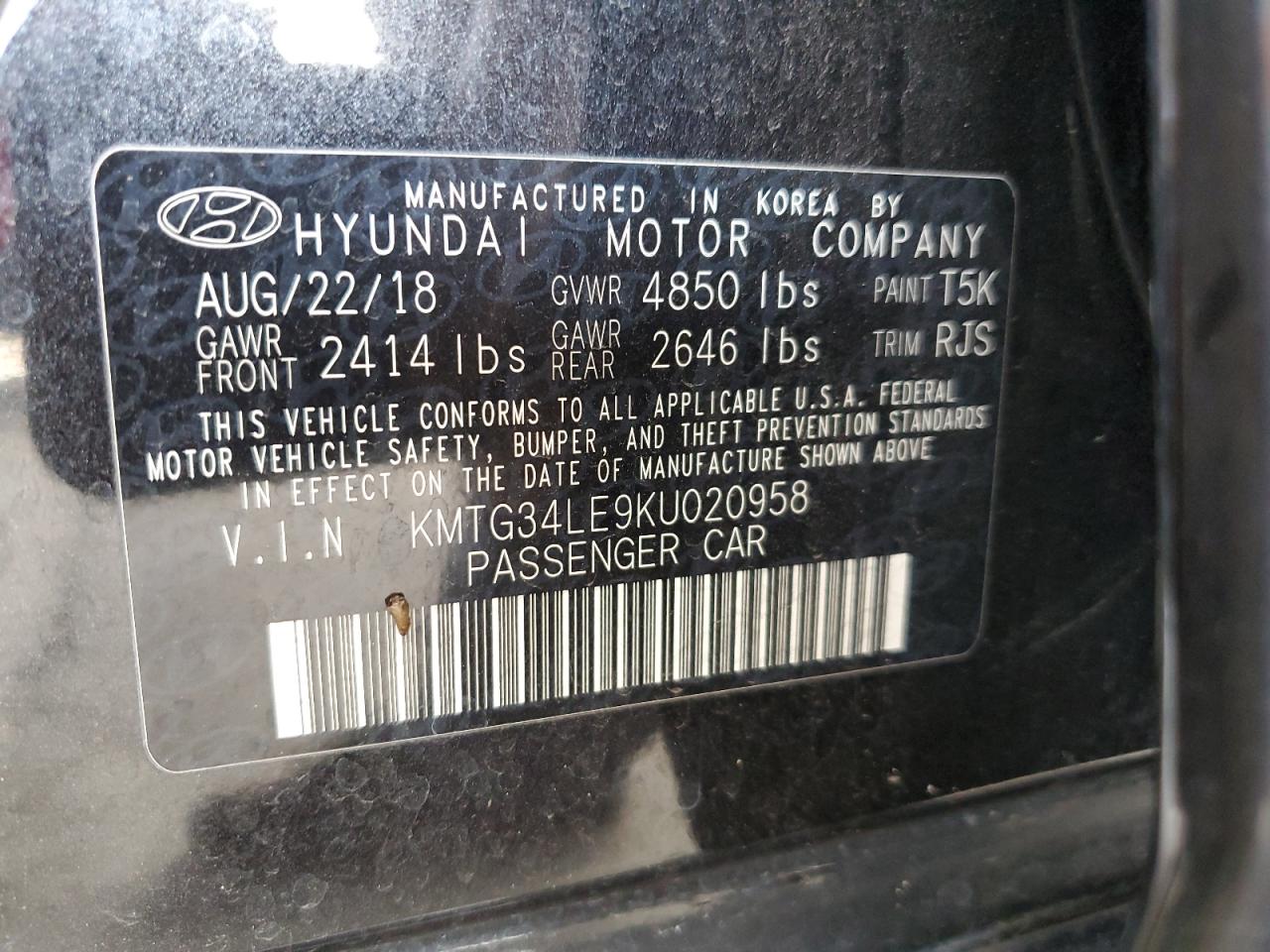 2019 Genesis G70 VIN KMTG34LE9KU020958 Copart auction photo, front end damage thumbnail 13