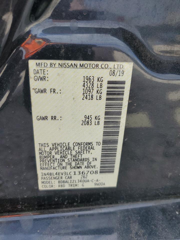 2020 Nissan Altima VIN 1N4BL4EV3LC136708 Copart auction photo, front end / side damage thumbnail 13