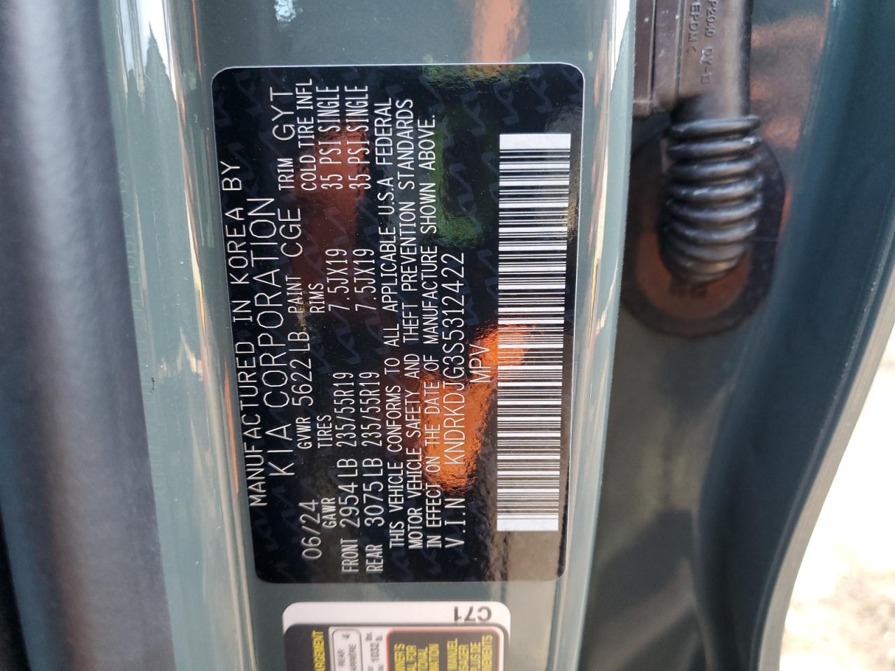 2025 KIA Sorento VIN KNDRKDJG3S5312422 Copart auction photo, side / minor dent/scratches damage thumbnail 15
