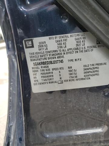2011 Buick Enclave VIN 5GAKRBED3BJ207745 Copart auction photo, front end / minor dent/scratches damage thumbnail 13