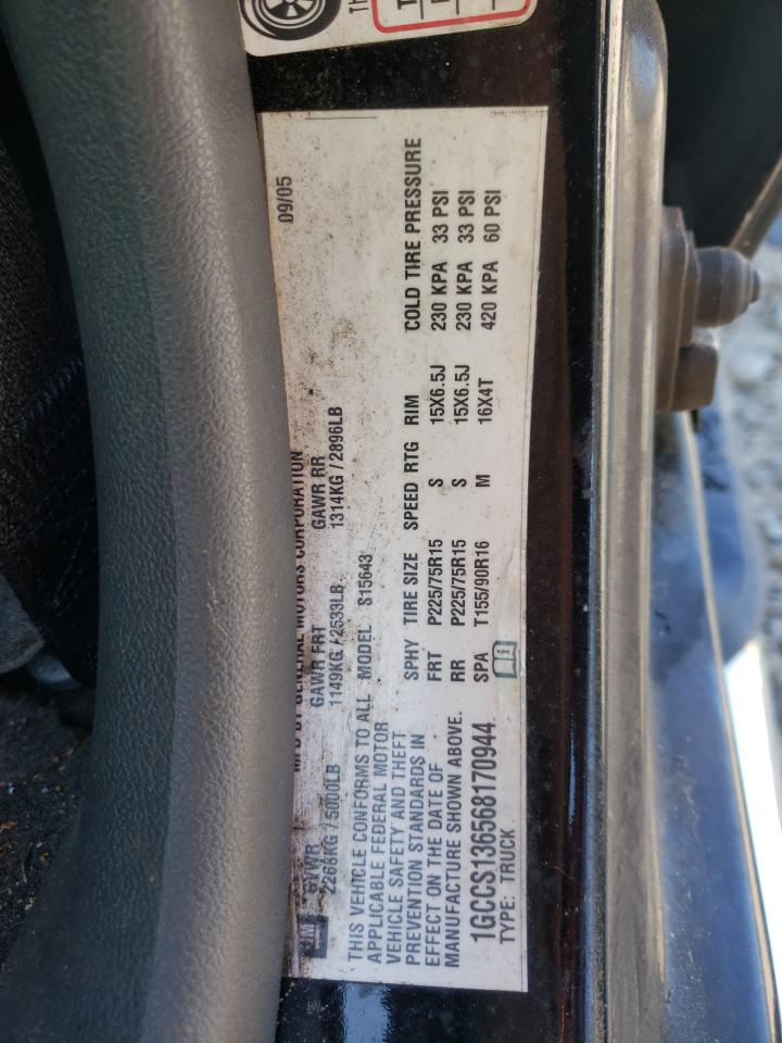 2006 Chevrolet Colorado VIN 1GCCS136568170944 Copart auction photo, side damage thumbnail 12