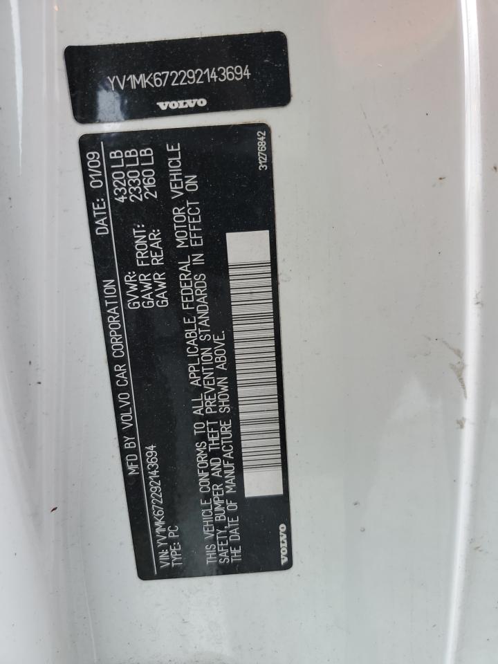 2009 Volvo C30 VIN YV1MK672292143694 Copart auction photo, biohazard/chemical / stripped damage thumbnail 13