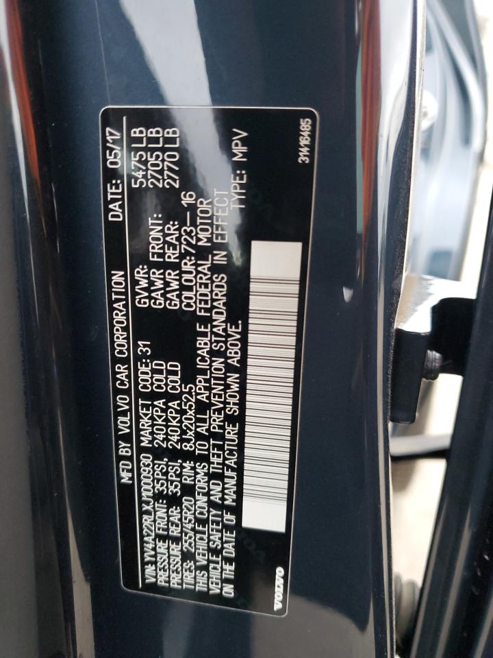 2018 Volvo XC60 VIN YV4A22RLXJ1000930 Copart auction photo, water/flood damage thumbnail 13