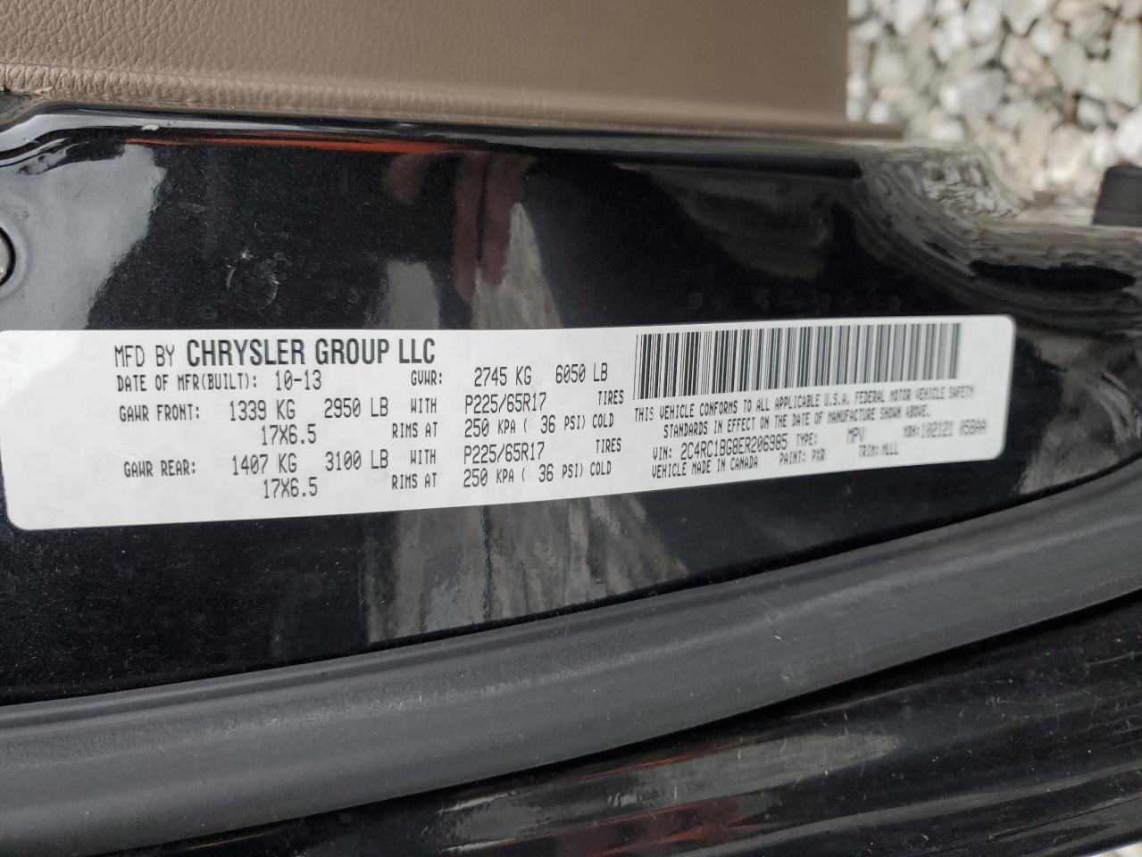 2014 Chrysler Town & Country VIN 2C4RC1BG8ER206985 Copart auction photo, side damage thumbnail 13