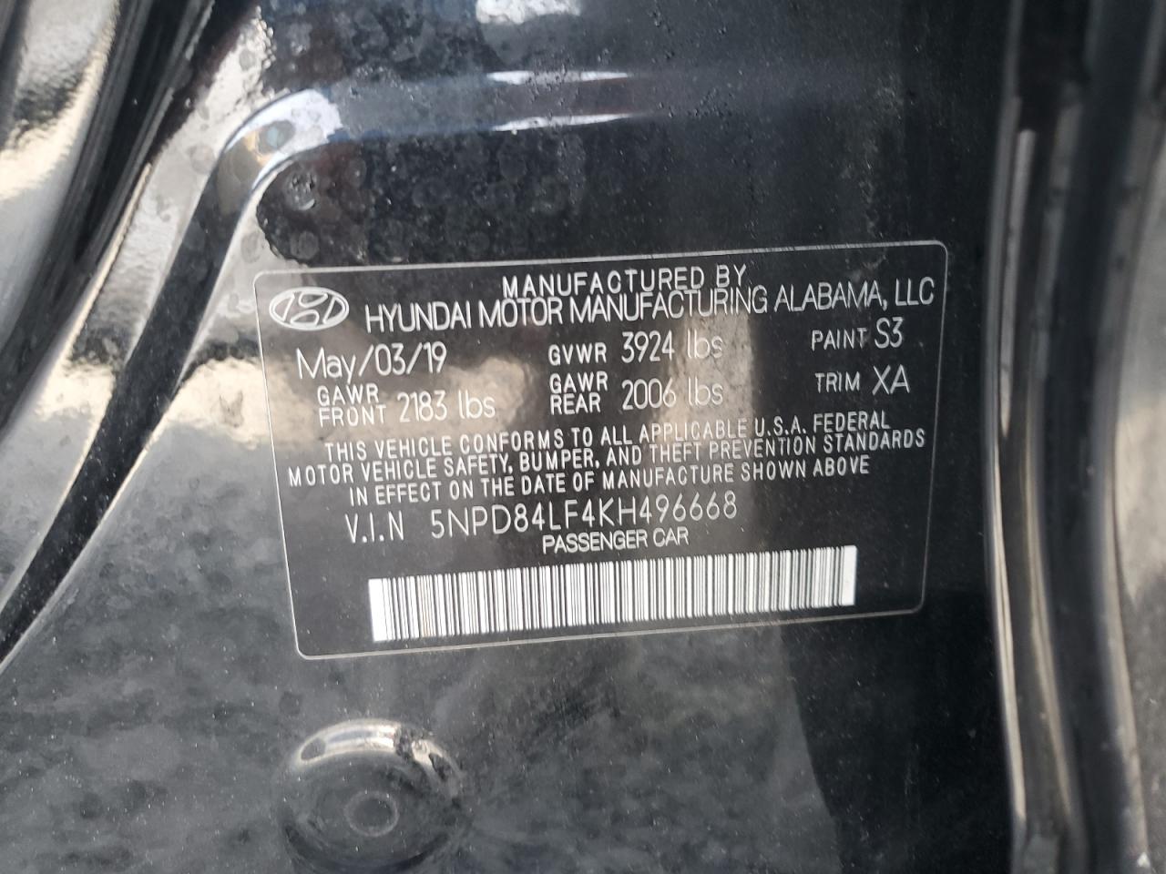 2019 Hyundai Elantra VIN 5NPD84LF4KH496668 Copart auction photo, rear end damage thumbnail 13