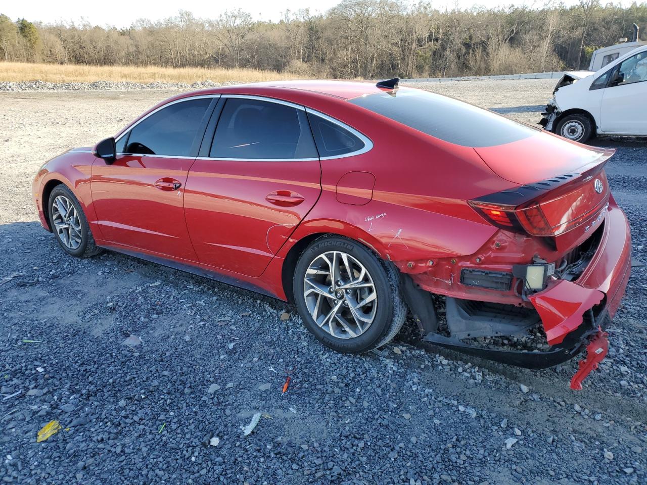 2021 Hyundai Sonata VIN KMHL64JA9MA166653 Copart auction photo, rear end / side damage thumbnail 2