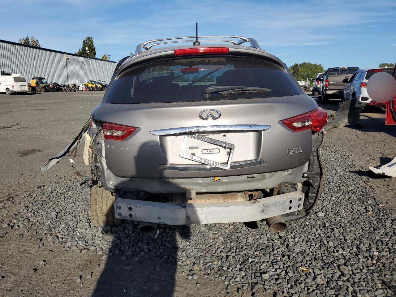 2011 Infiniti FX VIN JN8AS1MW0BM734396 Copart auction photo, side / rear end damage thumbnail 6