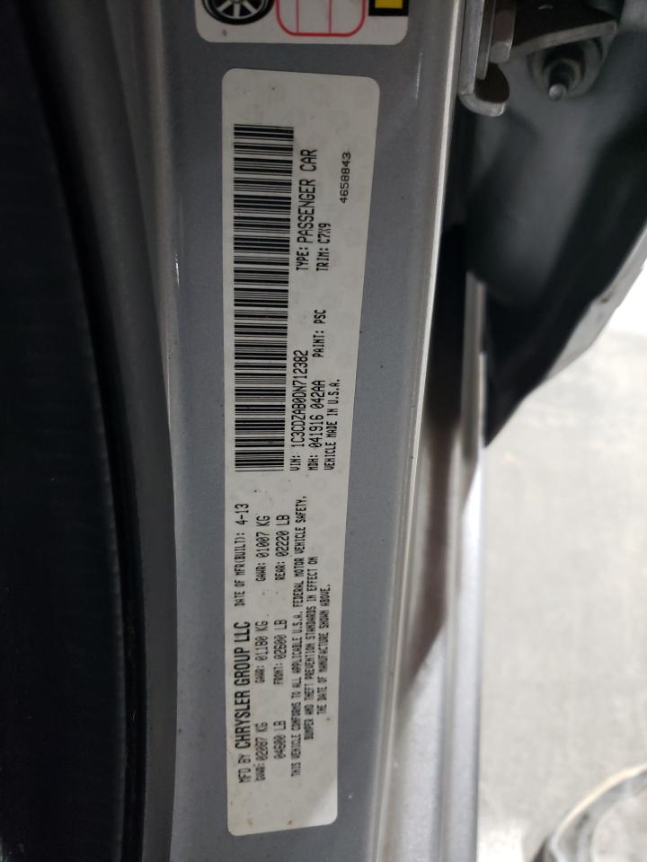 2013 Dodge Avenger VIN 1C3CDZAB0DN712382 Copart auction photo, front end / minor dent/scratches damage thumbnail 13