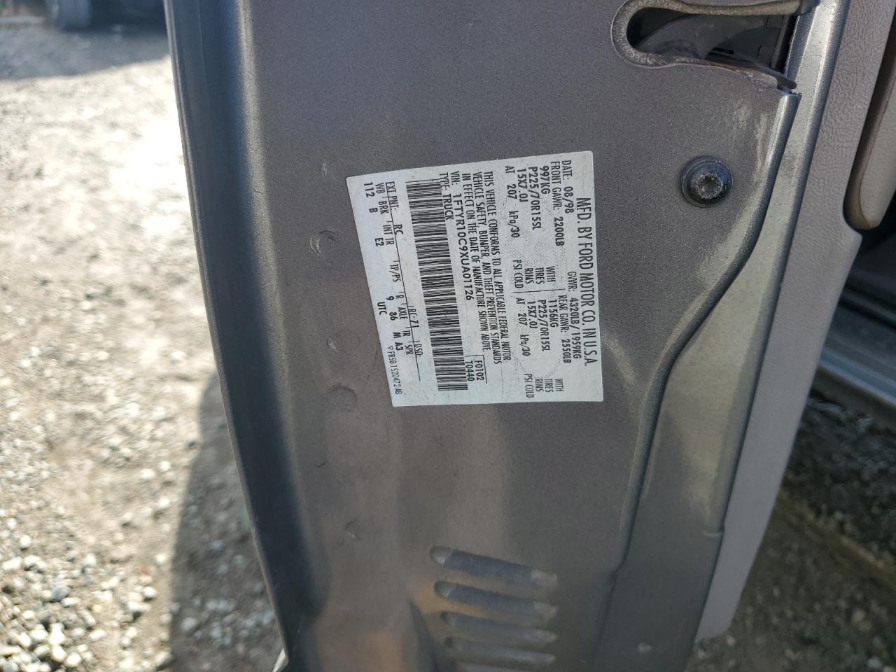 1999 Ford Ranger VIN 1FTYR10C9XUA01126 Copart auction photo, rear end damage thumbnail 12