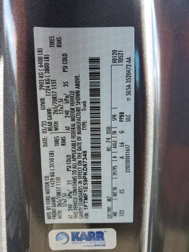 2023 Ford F-150 VIN 1FTMF1E59PKD87348 Copart auction photo, front end damage thumbnail 12