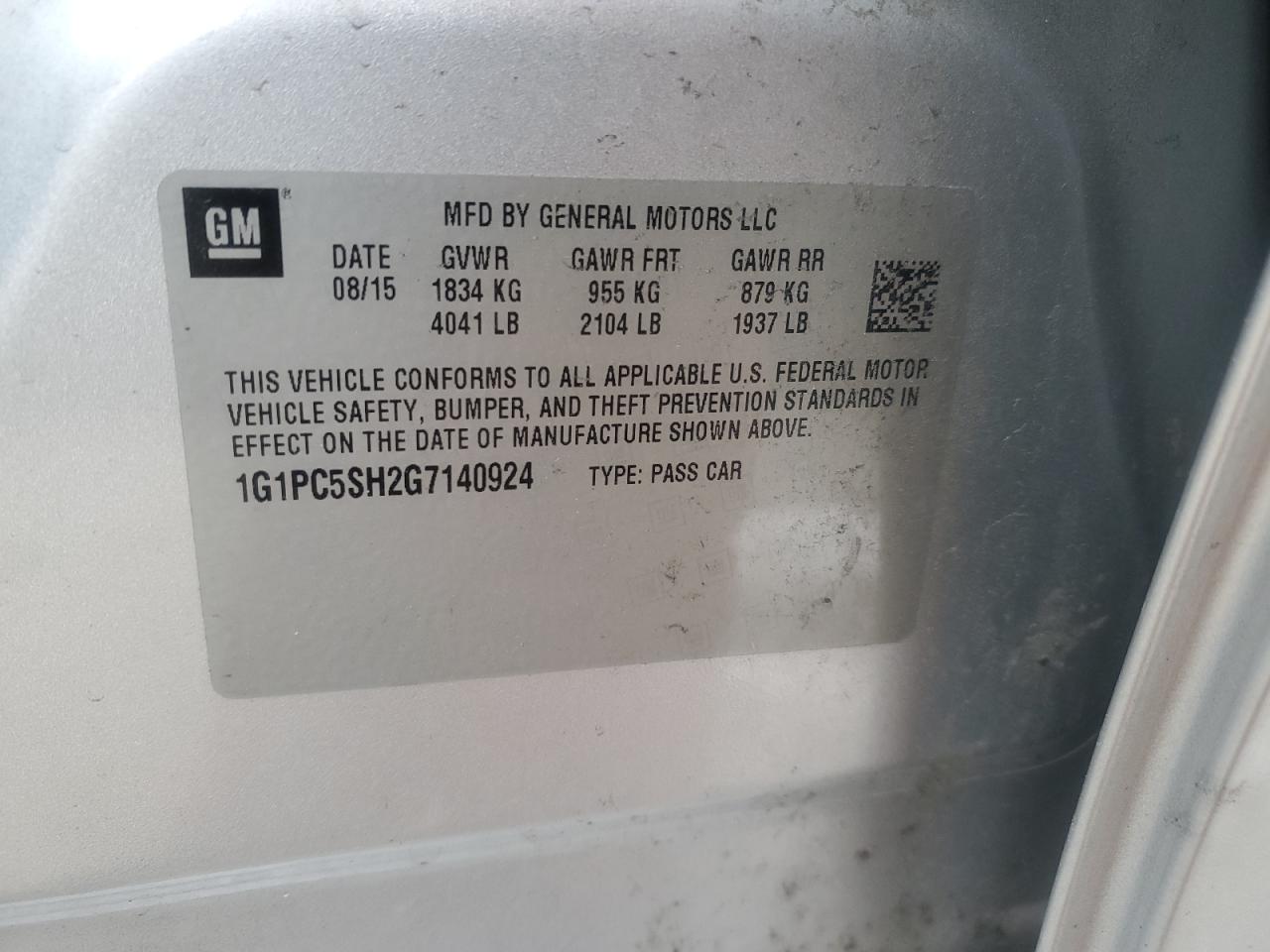 2016 Chevrolet Cruze VIN 1G1PC5SH2G7140924 Copart auction photo, all over / burn damage thumbnail 13