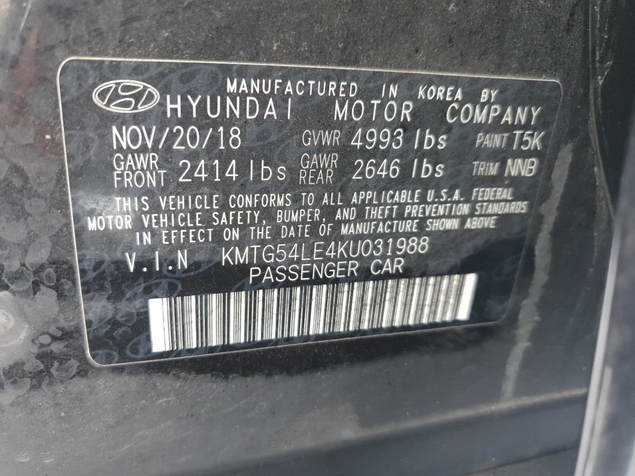 2019 Genesis G70 VIN KMTG54LE4KU031988 Copart auction photo, front end / rear end damage thumbnail 12