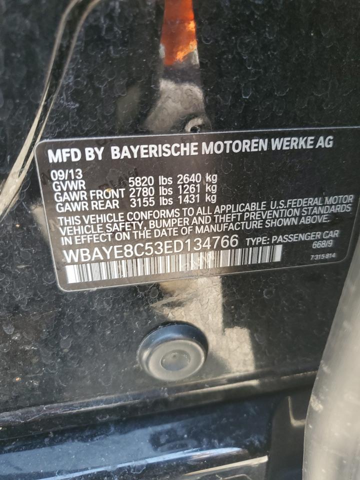 2014 BMW 7er VIN WBAYE8C53ED134766 Copart auction photo, front end damage thumbnail 15